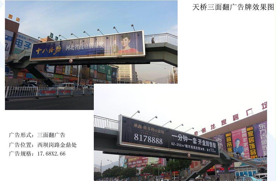 西壩崗金鼎處過(guò)街天橋三面翻廣告張家口戶(hù)外廣告